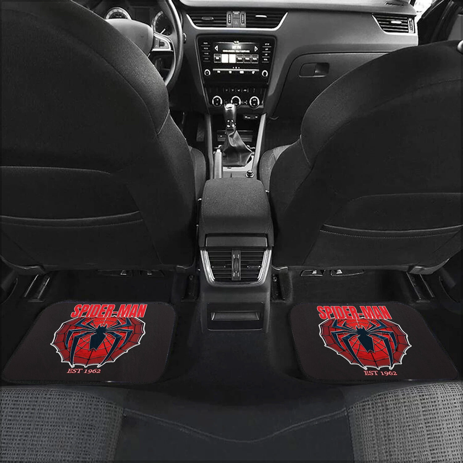 Spider-Man Car Floor Mats 4-Piece Set Red Web Interior for Marvel Fans