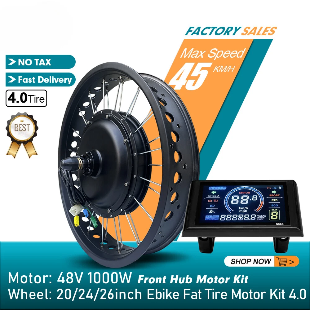 Kit Conversion Vélo électrique 48V 1000W-2000W - Roue Moteur Brushless, Batterie Li-Ion, 2 Ans Garantie