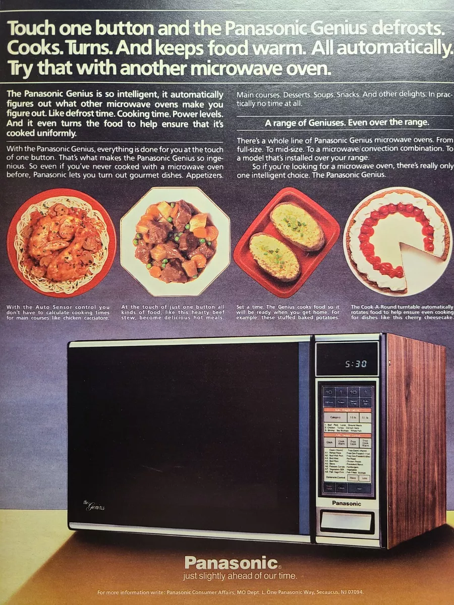 Vintage Print Ad 1984 Panasonic Genius Microwave Oven Programmable Wood Grain