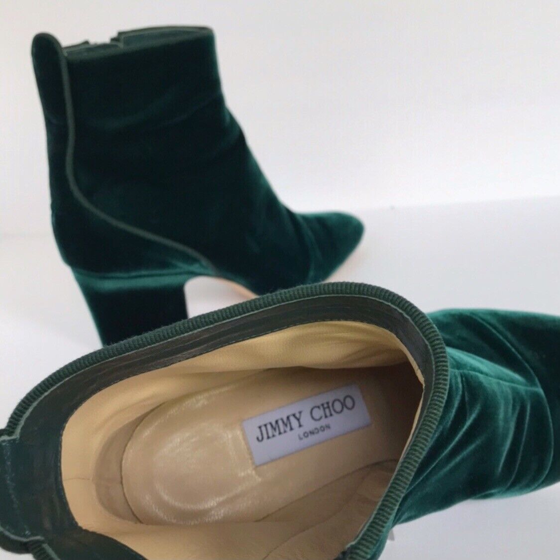 JIMMY CHOO Velvet Ankle Boots Bootie Green Size IT 38 - US 8 JIMMY CHOO Velvet Ankle Boots Bootie Green Size IT 38 - US 8