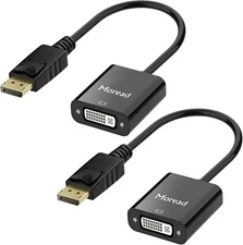 Moread DisplayPort (DP) to DVI Adapter Cable, Gold-Plated, 2-pack- New