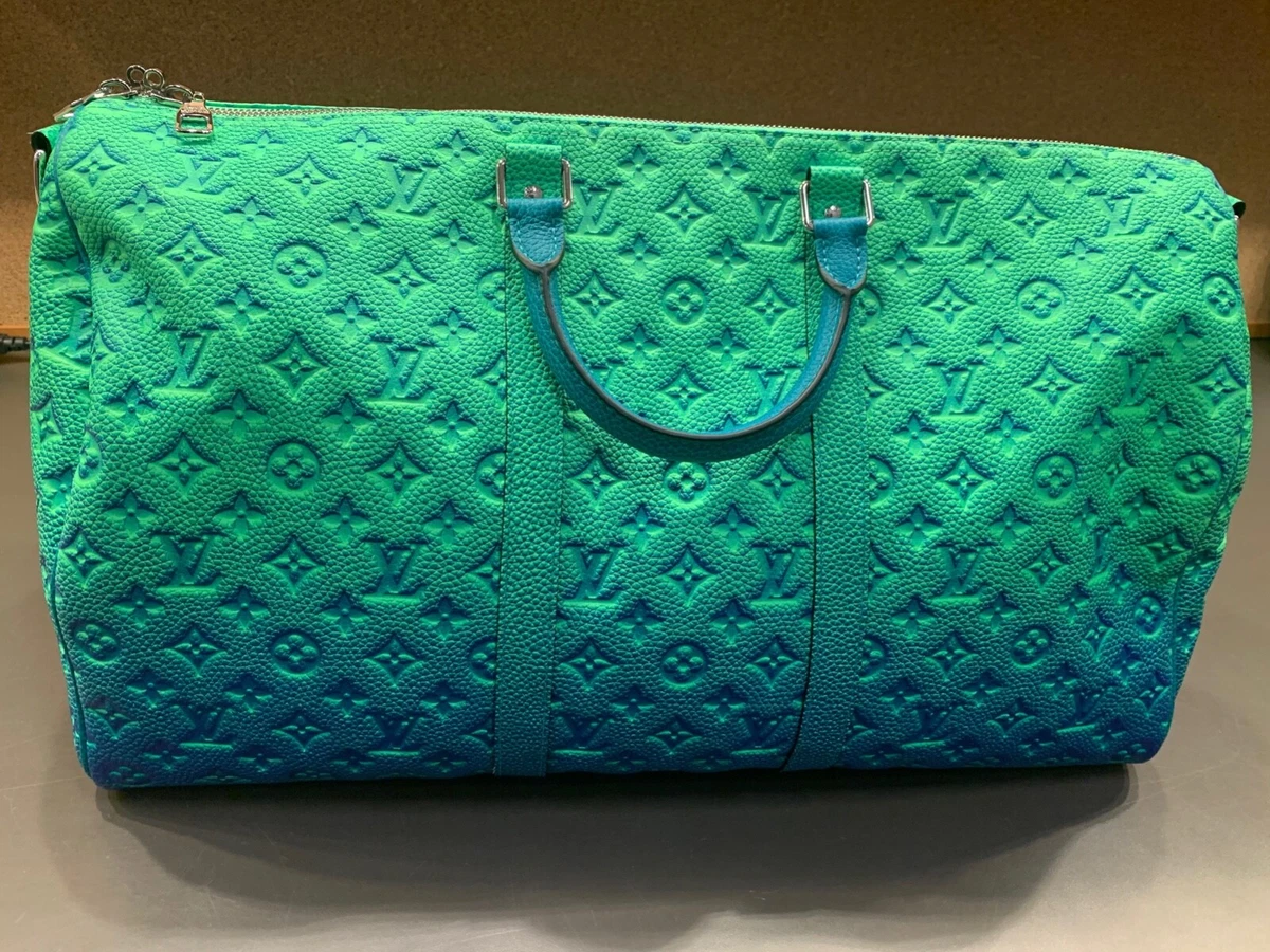 Brand New Louis Vuitton Keepall 50B Taurillon Illusion Blue/Green , Virgil  Abloh For Sale at 1stDibs