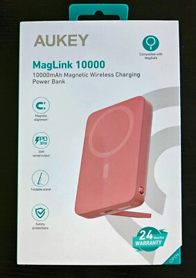 AUKEY 10,000 mAh Power Bank WIRELESS - Pink