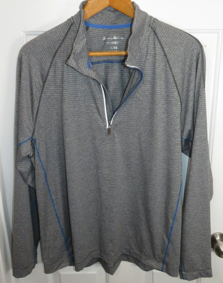 Tommy Bahama Island Zone Men's Gray Striped 1/4 Zip Lightweight Active