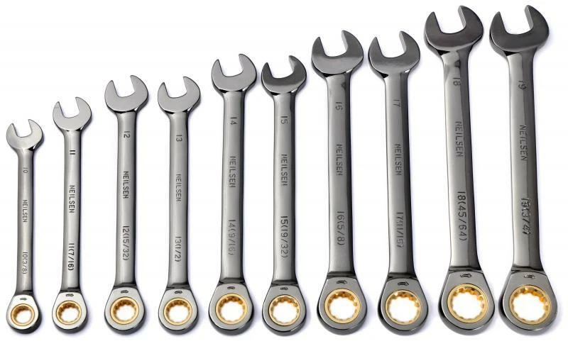 Combination Ratchet Spanner Wrench Set Metric 10 19mm AF SAE 3 8 3