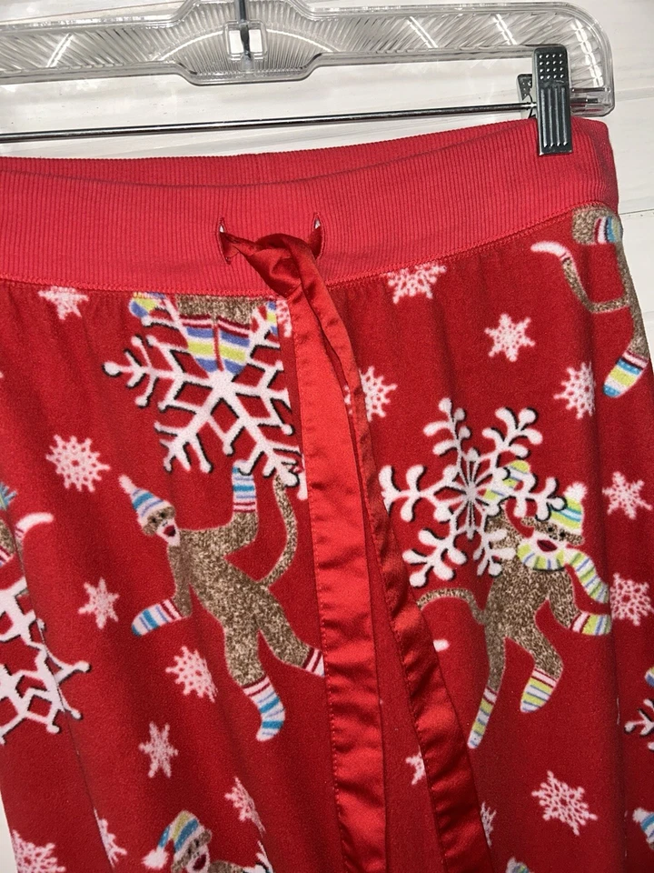 Nick & Nora Talla MEDIANA "Calcetín Monos en Mitones con Copos de Nieve" Polar PJ Parte Inferior Foto 2 de 4