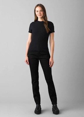 NEW prAna WOMEN'S KAYLA HIGH RISE JEAN BLACK OUT SZ 4 INSEAM 32