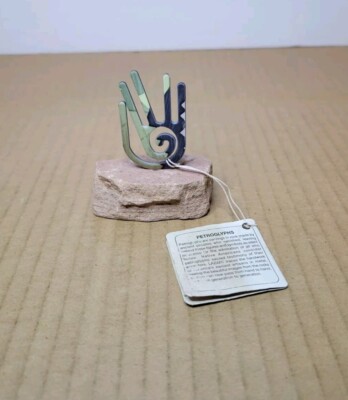 Lazart Petroglyphs Healers Hand Sandstone Base Native American 3'' Tall Art