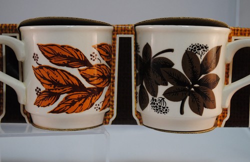 Set 4 pezzi vintage Biltons tazza caffè Ironstone rosso verde foglie stoviglie - Foto 7 di 9