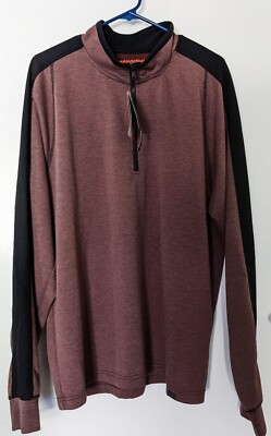 Men's HAWKE & CO Performance Sportswear 1/4 Zip Sweatshirt Brown Heather XXL NWT