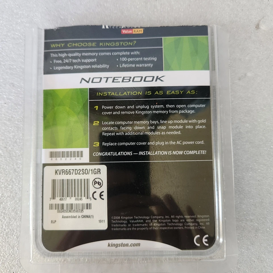 Kingston PC2-5300 1GB SO-DIMM 667 MHz DDR2 SDRAM Memory (KVR667D2SO/1GBR) - Image 4 of 4