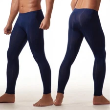 Men's Silky Smooth Long Pants Sports Fitness Leggings Skinny Trousers Underwear