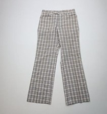 Vtg 60s 70s Streetwear Mens 30x32 Lightweight Bell Bottoms Chino Pants Plaid USA