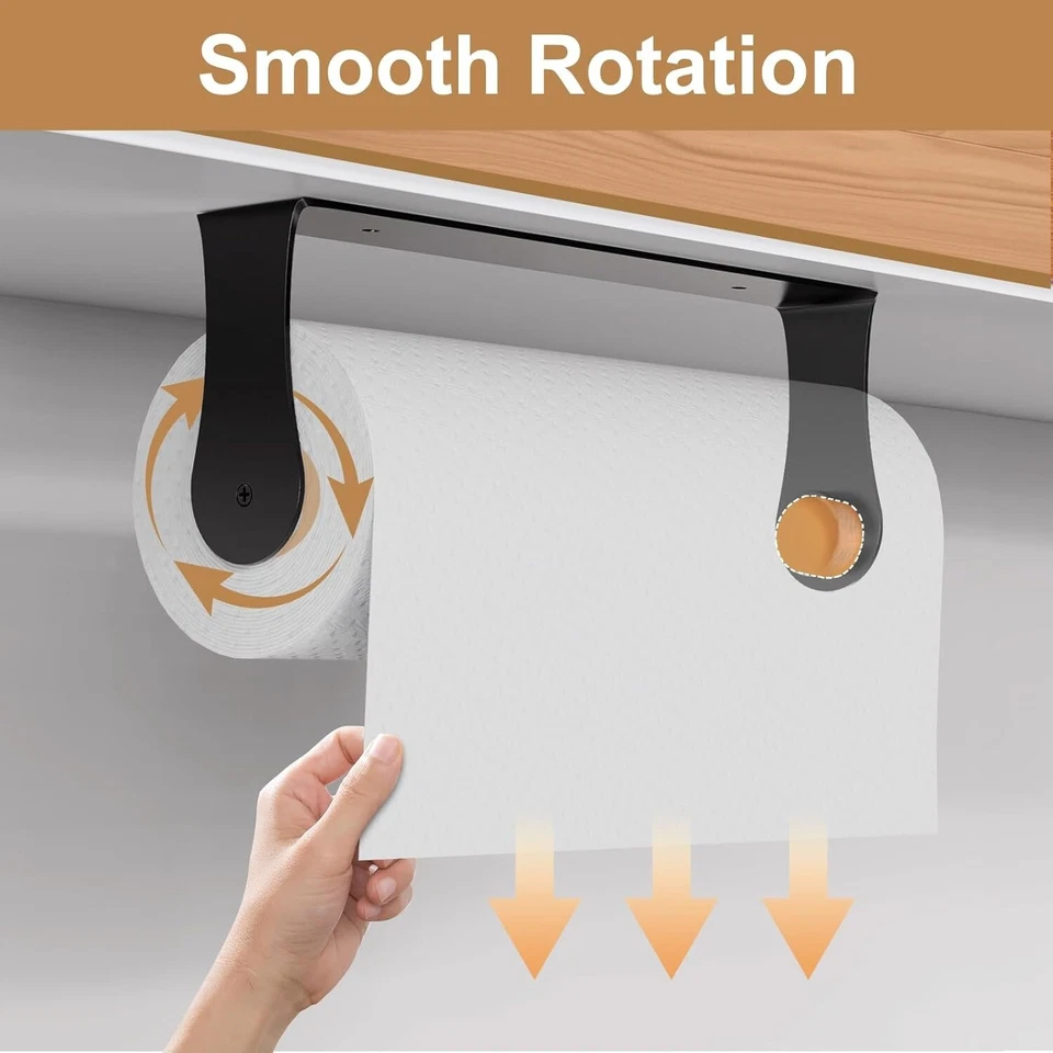 Paper Towel Holder Under Cabinet, Stainless Steel, Black Wall Mount Paper - Image 2 of 4