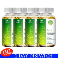 120PCS Saw Palmetto 1000mg - Premium Prostate Health Support Supplement for Men