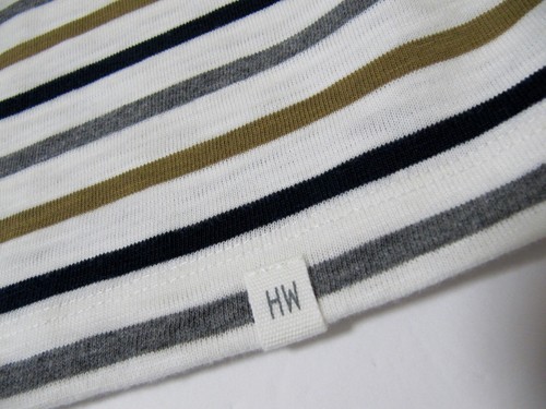T-shirt uomo MRSP $185 nuova Harris Wilson Vladim panna righe cotone XL taglia - Foto 7 di 11