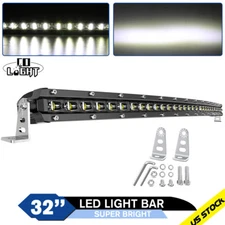 6D Projector 32inch Curved Single Row LED Light Bar OffRoad Trucks ATV UTV Spot