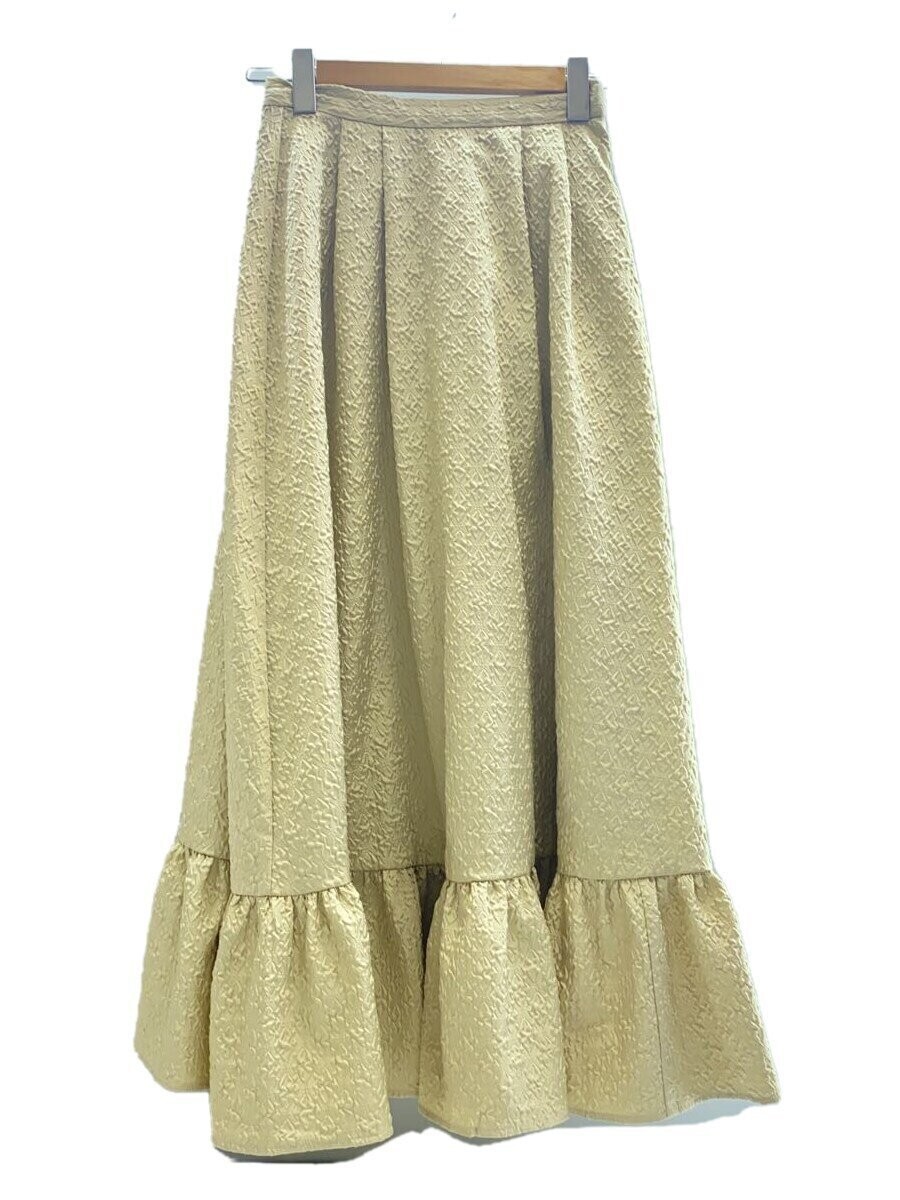 AMERI Jacquard Ruffle Hem Skirt M Polyester BEG 0… - image 1