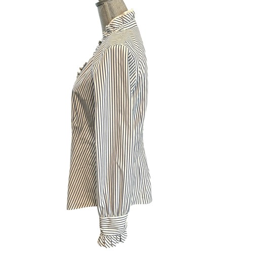 Brooks Brothers Damenhemd Rüschen-Kragen Stretch Supima Baumwolle 10 blau gestreift - Bild 3 von 14