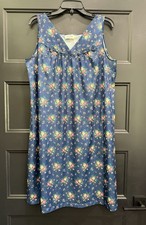 Vtg Vanity Fair Large Blue Floral Sleeveless Nightgown