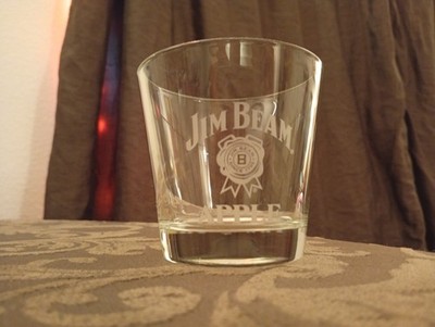 Jim Beam Apple Whiskey Etched Clear Glass High Quality Tumbler 3.25''
