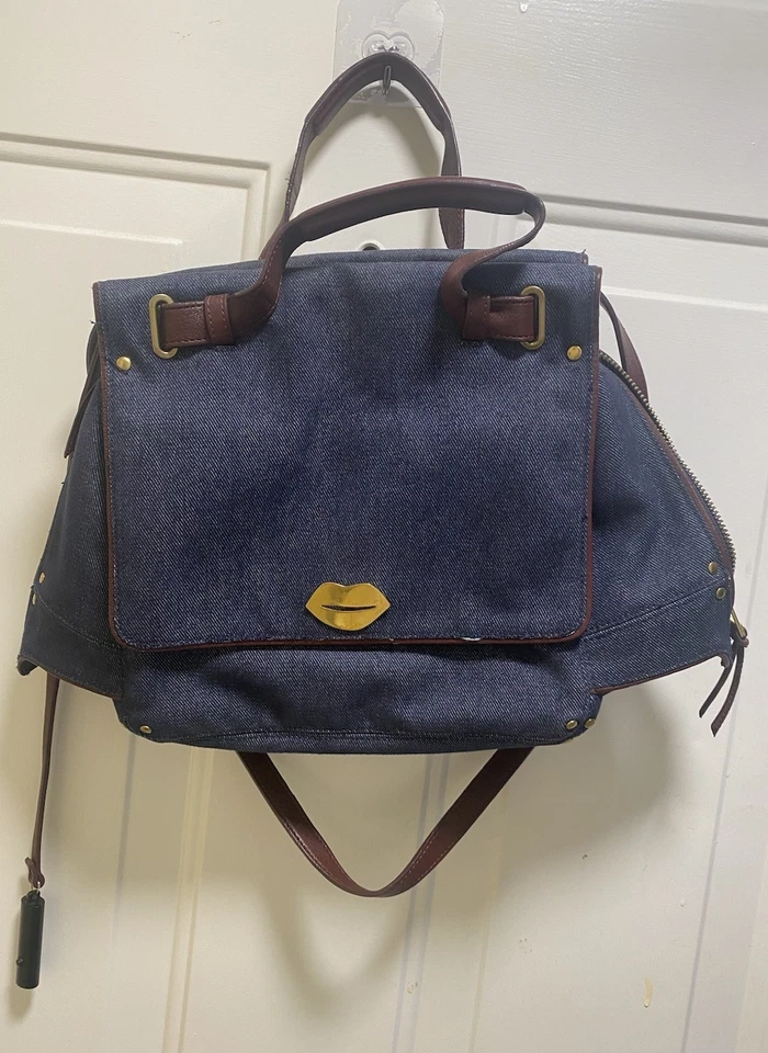 Jerome Dreyfuss Paris, Elegante bolso azul con detalles marrones. Foto 2 de 4