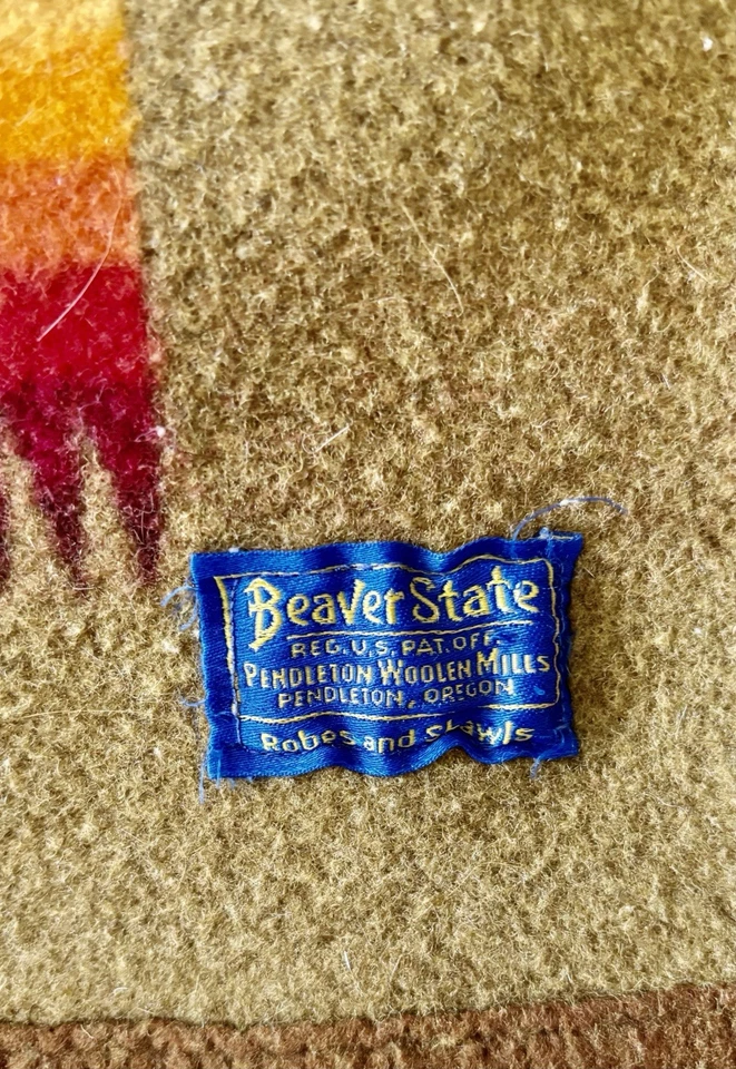 "Manta Pendleton Woolen Mills Chief Joseph lana caqui 73"" por 47"" Beaver State" Foto 2 de 2