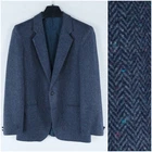 Mens Herringbone Tweed Jacket 34R US Size Blue Wool USA Sport Coat Blazer