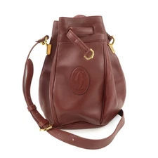 Cartier Must de Cartier Calf Leather Shoulder Bag Burgundy Authentic Used F/S