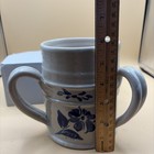 Vintage Williamsburg Pottery Salt Glazed Cobalt Floral 3 Handled Stein Mug — photo 8