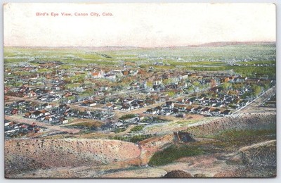 Vintage Bird's Eye View Postcard of Canon City, Colorado 1919