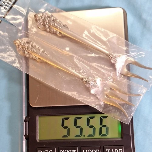 Wallace Grand Baroque Sterling Silver Forks Set of 2 55.56g Original Packaging