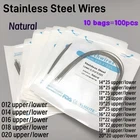 100Pc Ortho Dental Arch Wire S.S Natural Stainless Steel Wires Round Rectangular