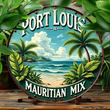 Vintage Circular Aluminum Tin Metal Signs Home D cor- Tropical Beach Design with