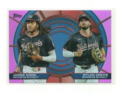 2025 Topps #DD-6 James Wood (RC) & Dylan Crews (RC) - Dynamic Duos Pink Parallel
