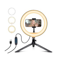 Selfie Ring Light 10" with Tripod Stand and Phone Holder, LED Ring Light for ...