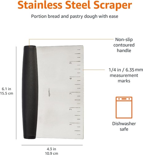 Mehrzweck Edelstahl Schaber/Hacker mit konturiertem Griff, 6", schwarz - Bild 6 von 7