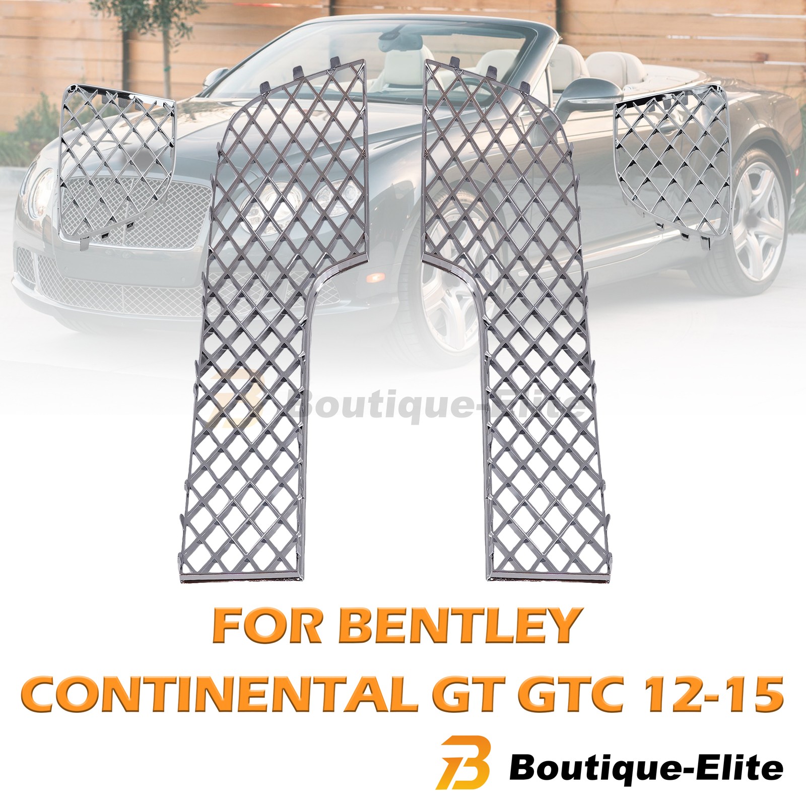 4PCS Chrome Bumper Lower Mesh Grille For Bentley Continental GT GTC 2012-2015