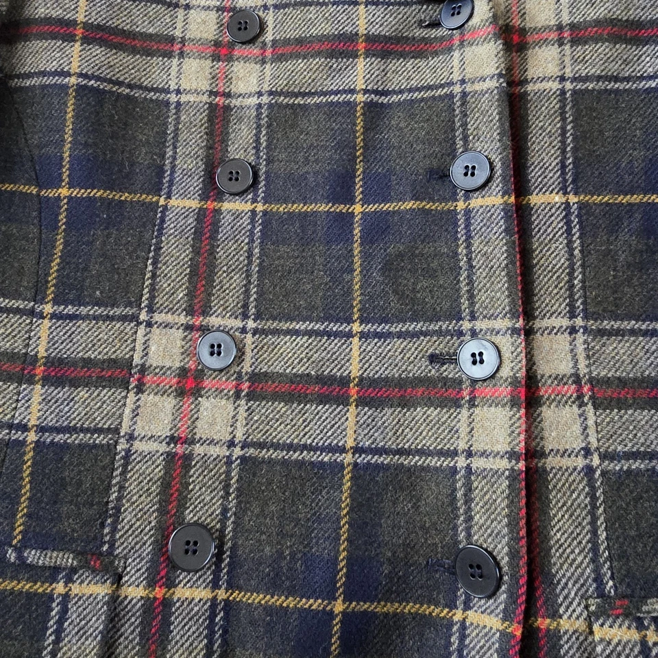 Blazer chaqueta hombreras de lana de doble botonadura a cuadros talla 14 Chaus de colección Foto 4 de 4