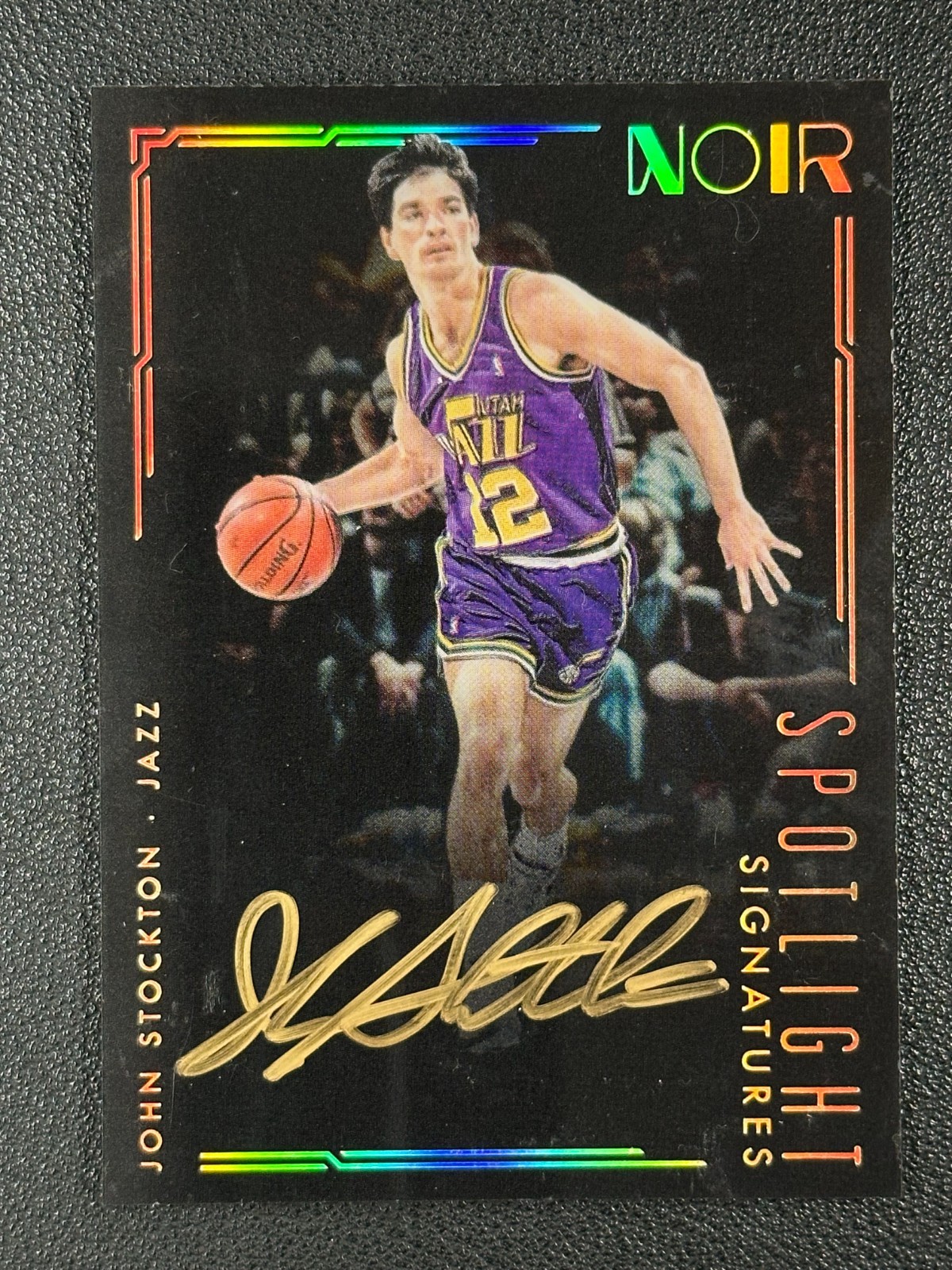 2017-18 Panini Noir Spotlight Signatures John Stockton Auto Gold /125 SSP#Z