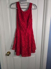 Speechless Red Crochet Lace Layered Fit And Flare Sleeveless Dress Small