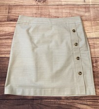 Ann Taylor Size 14 Dove Gray Textured Business Casual Straight Cotton Skirt