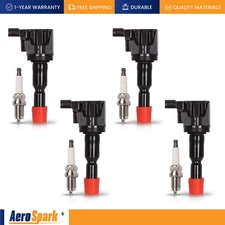4 Ignition Coil & 4 Nickel Spark Plug for 2009-2014 Honda Fit 1.5L l4 UF626