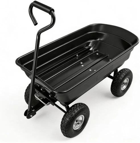 4 Cu.Ft. Garden Cart Garden Dump Cart Heavy-Duty 4 Wheel Wheelbarrows 600Lbs