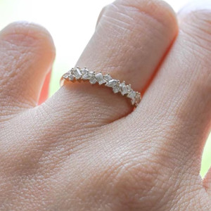 Authentic 0.5 CT Multiple Cut Stone Moissanite Wedding Band 14K Yellow Gold Plated For Her