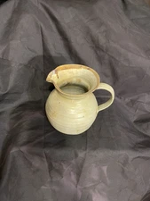 Gary Hart possibly jugtownNC hand thrown clay pitcher VTG green salt glaze