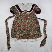 Vtg 90's Beaux Age Dress Girls 18 Months Lace Bib Ruffle AOP Floral Cottagecore