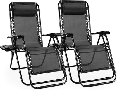Zero Gravity Chairs, Set of 2 Portable Recliner Beach Camping Patio Outdoor Fold