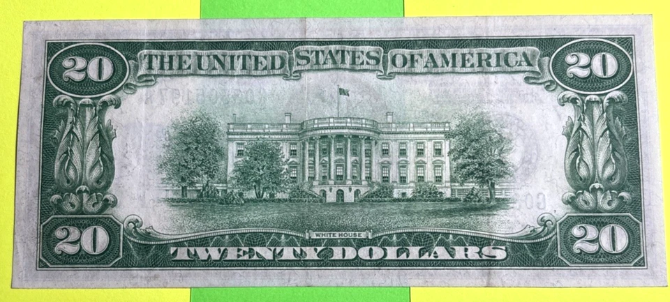 1928 $20 Twenty Dollar Bill Fed Res Note CRISP, AU CHICAGO - Image 2 of 2