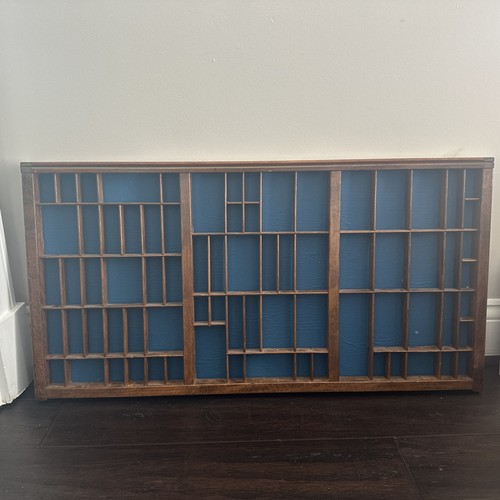 Vintage Wooden Printer Drawer Letterpress Type Set Tray Shadow Box 32" x 16 1/2"
